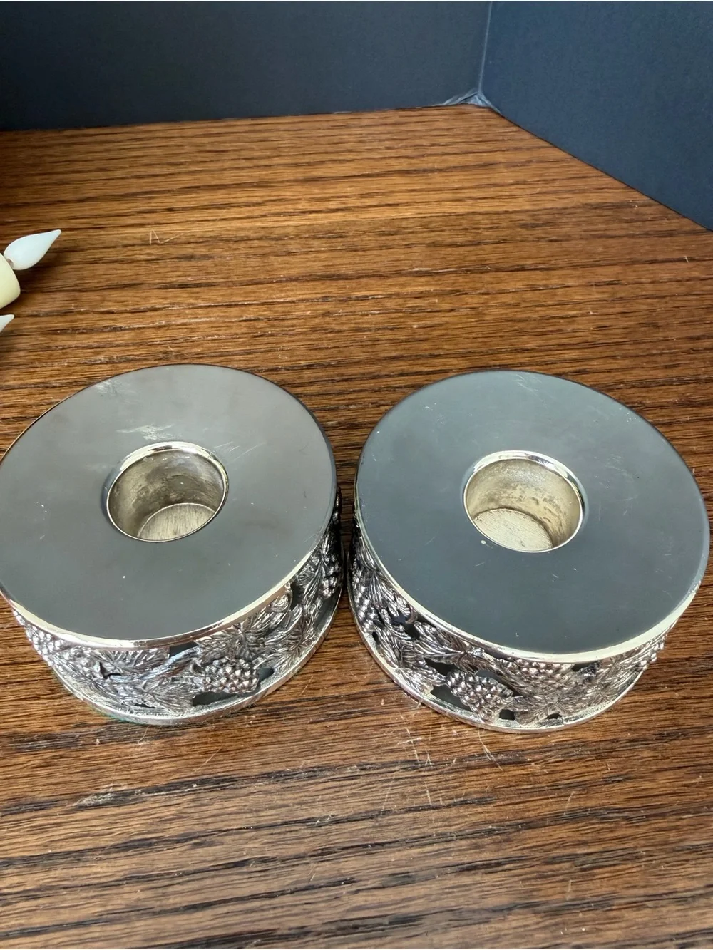 Silver Grape Motif Candle Holder Pair - Home‎ Accents